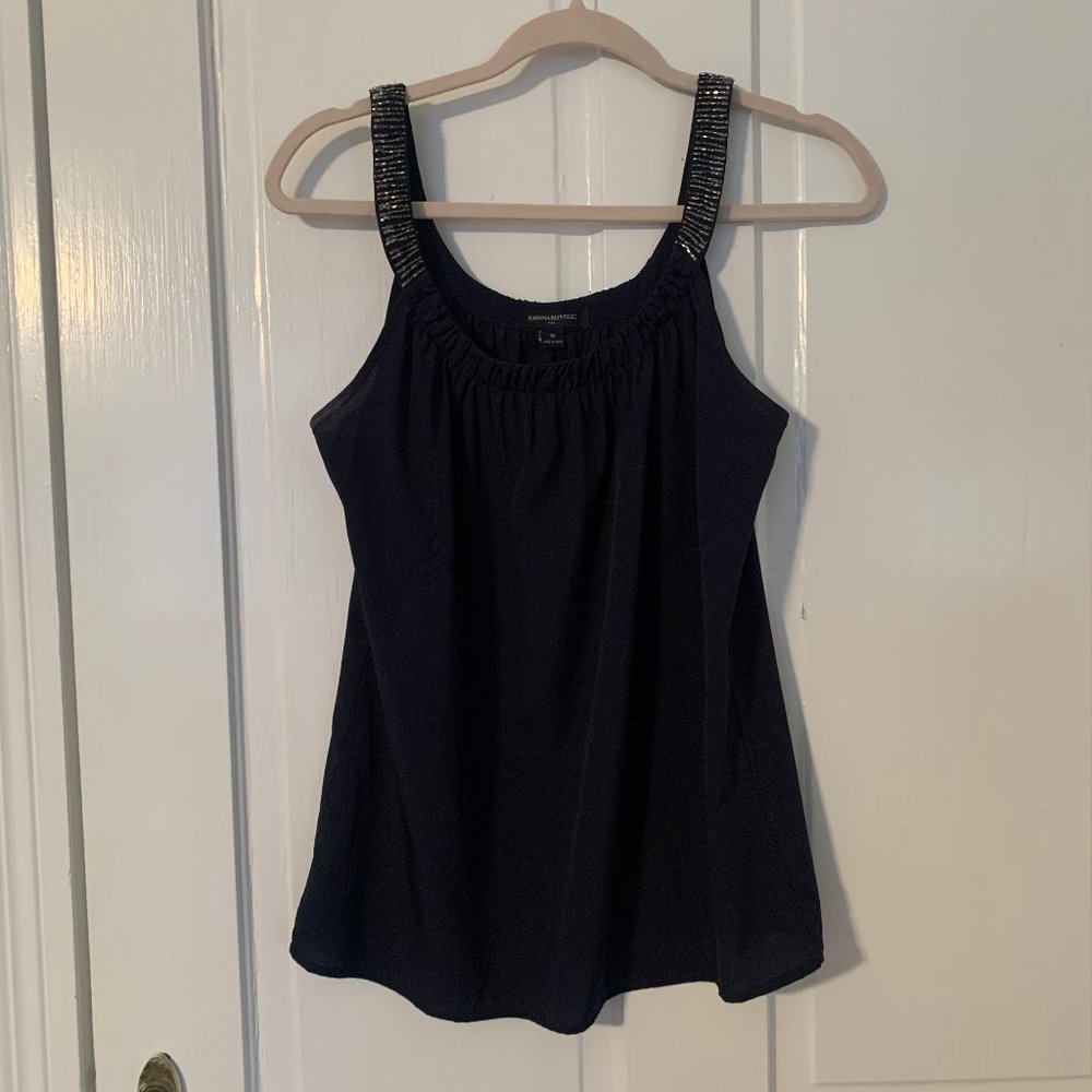 BANANA REPUBLIC | Women's Navy Beaded Sleeveless Blouse | Size M